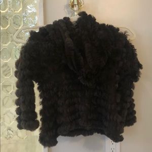 Rabbit fur cowl neck sweater